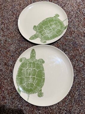 Thomas Paul Green Sea Turtle Malamine 9” Plates - Set of 2